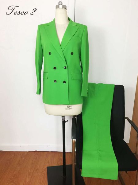 Hellgrüne 2 -teilige Jacke Blazer Hosen Schöne und lebendige Frauen Anzug für lässig