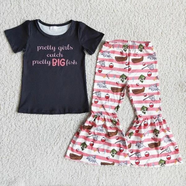 Set di abbigliamento all'ingrosso autunno indossare la moda per bambini abiti set da bambino outfit per bambini bambini primaverili di pesce boutique