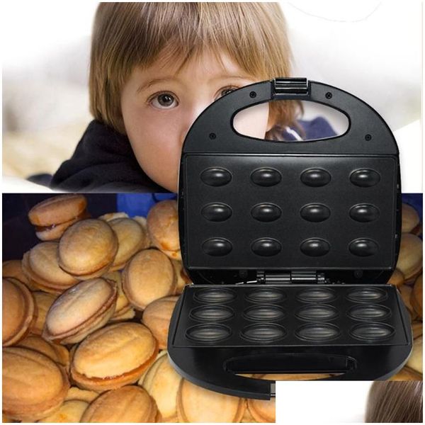 Backformen Mods Elektrische Walnuss -Kuchenhersteller matische Mini -Nuss -Waffel Bread Hine Backware Sandwich Eisen Toaster Frühstücksofen 220 V DH0C1