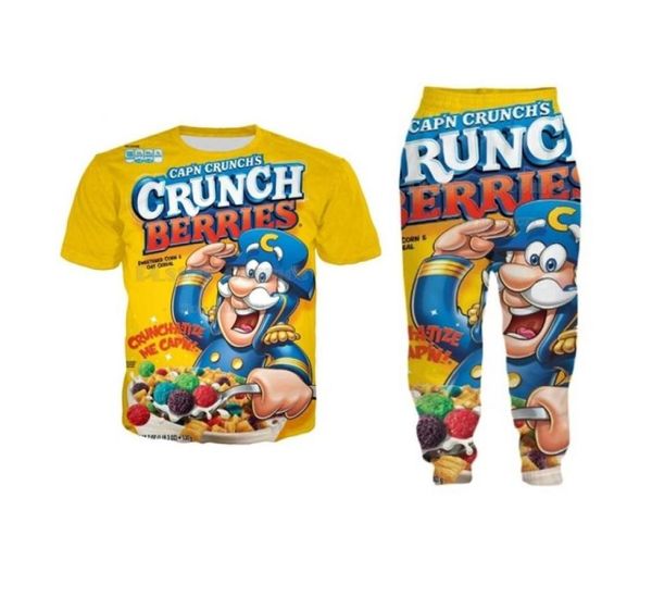 Nuovo Fashion Womenmens Food Crunch Berri Funny 3D Tshirt Jogger Pants Casusal Track Sets4537501