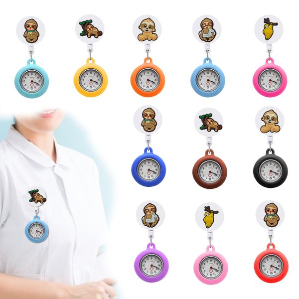 Armbanduhren Affencliptasche Uhren Krankenschwester Watch Glow Zeiger im dunklen Stift mit Secondhand Stethoscope Revers FOB Abzeichen Brosche OTSD3