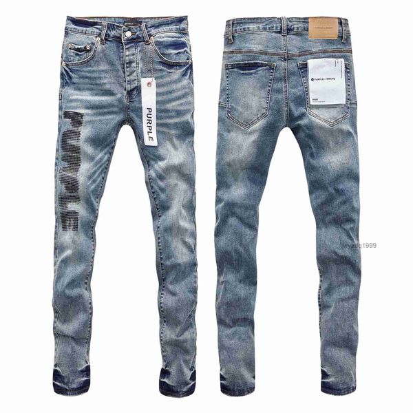 Purple Jeans Top Mens Blue Skinny Fit Patch Vintage Distress Rusted Etrouted Biker Denim Black Slim Hip Hop Pants для мужчин Jean7z04