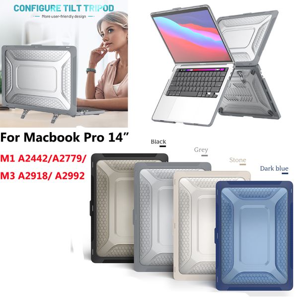 Para MacBook Pro 14 polegadas M1 M3 Laptop Substitua os casos dobráveis capa de kickstand para Mac Book 14 