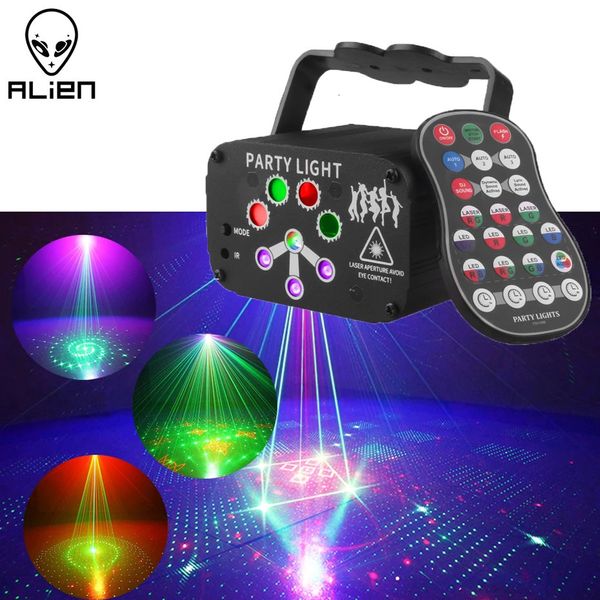 Alien RGB Mini DJ Disco Laser Light Projector USB wiederaufladbare LED UV Sound Strobe Stage Effect Hochzeit Weihnachtsfeiertaglampe 240516