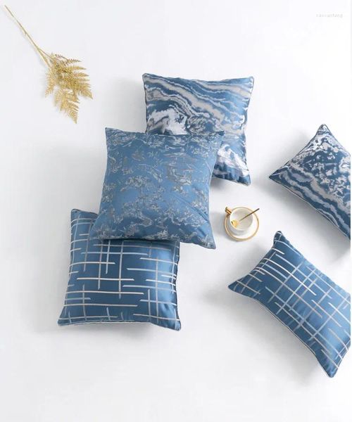 Kissenleuchte Luxusstreifen -Wellenwelleblau Blau Stickerei El Home Sofa Büro dekorativ