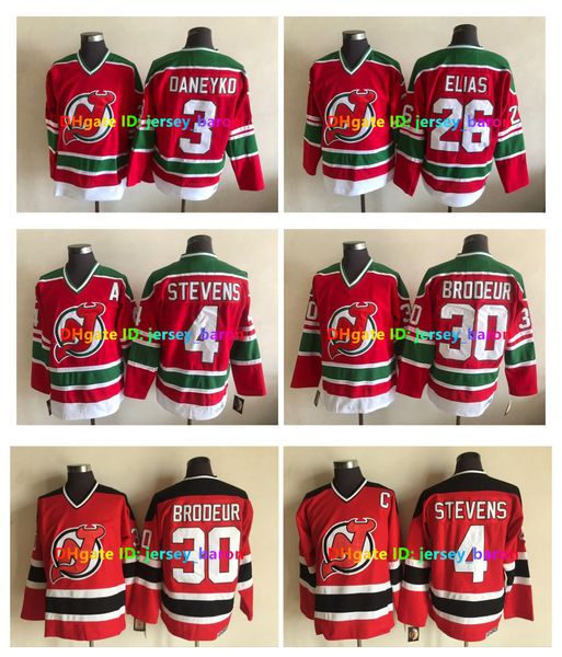 30 Martin Brodeur 4 Scott Stevens New Devils CCM Trowback Hockey Jersey 3 Ken Daneyko 26 Devils Patrik Elias Red Size S-3xl