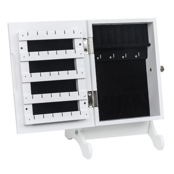 Piccola speculare Gioielli Organizzatore Armadio Armale Box Sottop con supporto bianco