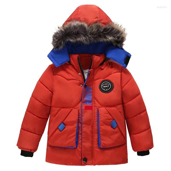 Daunenmantel 2024 Herbst Winter Kinder Baby Jungen Jacken Kapuze Oberbekleidung Modetrend Dicke Plüsch warm warm für Kinder Kleidung Schnee Schnee