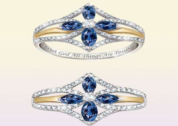 Hot Sale Ring für Frauen Vintage Mode Schmuck 925 Sterling Silber Blue Sapphire Crystal Diamond Party Frauen Hochzeit Verlobungsring 1029968