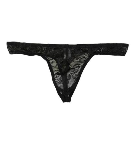 Sexy Men Thalwear Lace Seethrough Thong Gstring Tanga Penis Gay Pouch Roupa Transparente Transparente Lingerie Sexy GString4989649734084