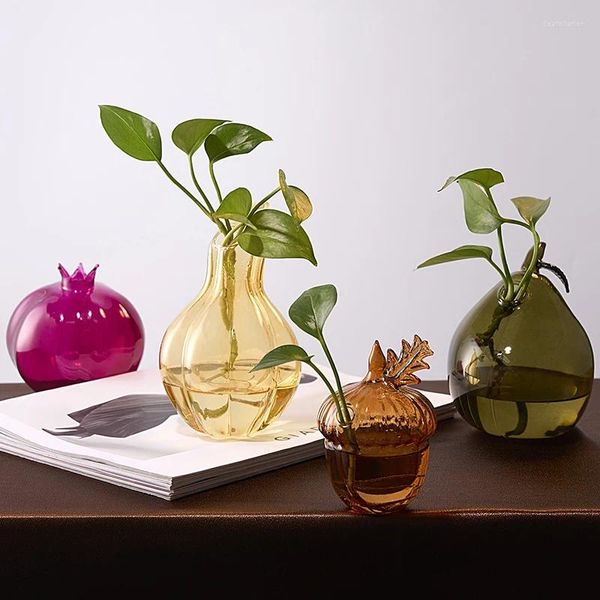 Vasen Granataegranat Birnen Zucchini -Formglas Vase Früchte kreative Flasche Home Dekoration Blume
