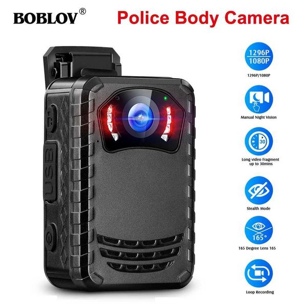 Câmeras de vídeo de ação esportiva boblov n9 Full HD Police Câmera humana de 165 graus lente infravermelha Visão noturna SD Armazenamento de cartão Mini Câmera profissional