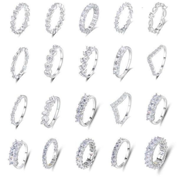 18 tipos de moda prata esterlina de alto carbono diamante hw anel para estilo feminino nicho de luxo de luxo em diamante empilhado zirconia anel de engajamento acessórios de casamento