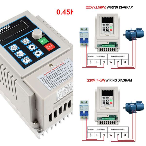 Новый 220 В 1,5 кВт 2,2 кВт 4 кВт однофазный VFD 2HP3HP Частотный преобразователь инвертора частота