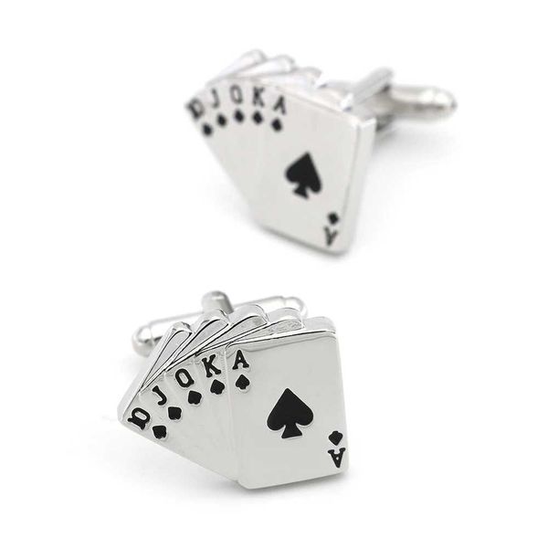 Cuff Links Serie di casinò in rame di alta qualità gemelli da gioco Design card Poker Tonghua Shun Mens gemelli