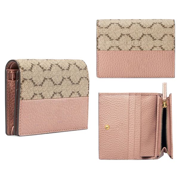 Top -Qualitätskarteninhaber mit Boxschlüssel Brieftaschenkartenhalter Poke Card Echtes Leder Luxus Münzbaus Geldmänner Designer Girl Lady Pink Wallets Bag Halter Pink Geldbeutel