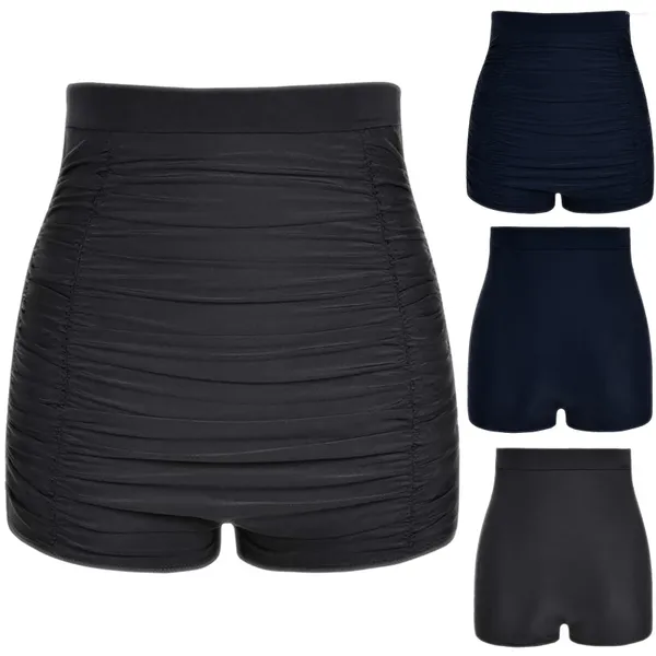 Frauen Badebekleidung Ladies Plus Size Hohe Taille Bikini Bottoms Schwimmschilde Strand Shorts Weibliche Badeanzug schwarz blau Mode