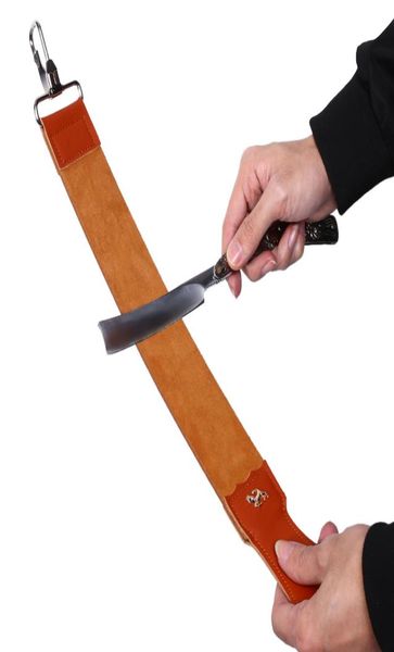 Gerade Rasiermesser Strops Doppelschicht echtes Lederband Klappmesser Rasur Schärfer Schärfe RETREAD -Gürtel notwendige Werkzeuge für 4595663