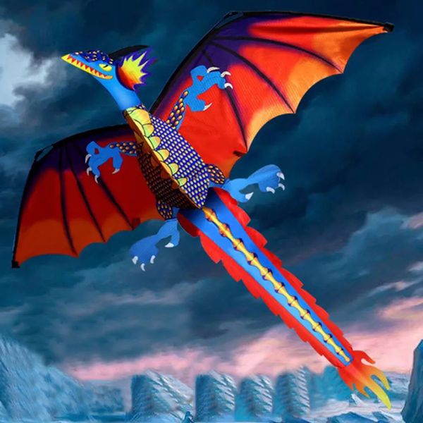 3D Dragon Kite Single Line Flying Kite mit Schwanz und Griff Kinderpapagei fliegender Vogel Kite Windsock Outdoor Spaß 240514