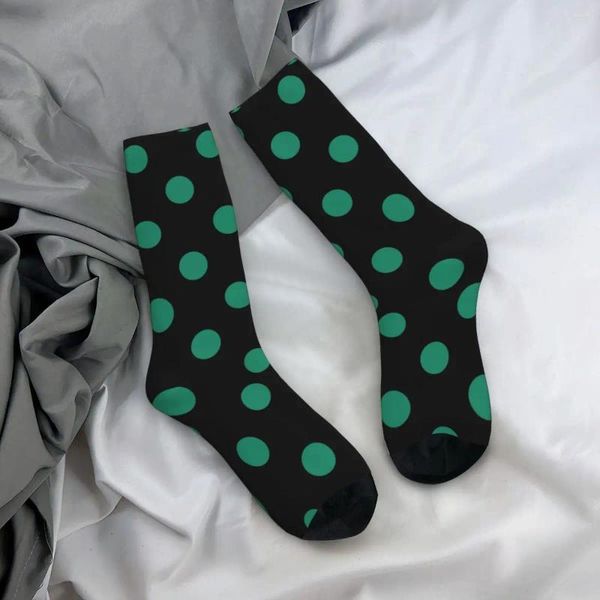 Frauen Socken grün und schwarz Polka Dot Modemuster Harajuku Strümpfe Bakterien Männer bequem klettern
