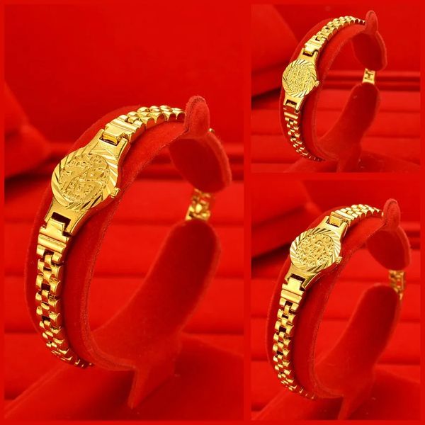 Real 999 Gold Fortune Watch Chain Long verlieren keine Farbe mit 24K Fine Jewelry Classic Bracelet Ladies 240515