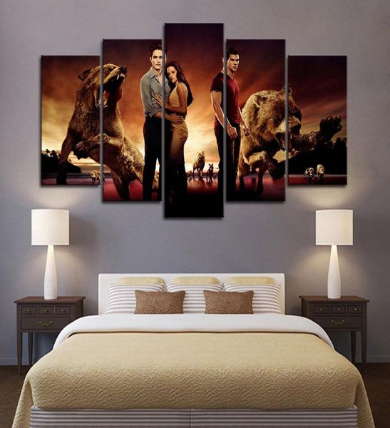 Gerahmt 5pcs Die Twilight Saga Movie Wall Art HD Print Leinwand Malerei Mode Hanging Bilder Schlafzimmer Dekor3741766