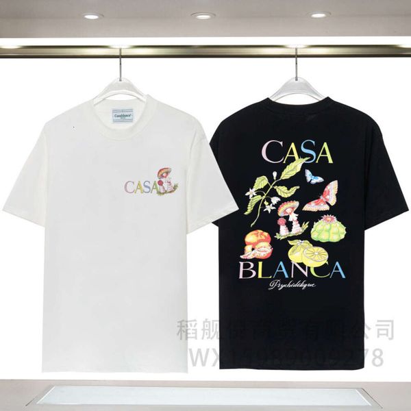 Мужские футболки Casablanca Summer Nishe Trendy Brand с короткими рукавами с фруктами и растениями