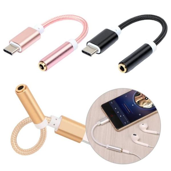 Da 100 pezzi da 100 pezzi da 3 a 3,5 mm Adattatore per cavo auricolare USB 3.1 Tipo C maschio USB-C a 3,5 Aux O Jack femmina per Xiaomi 6 Mi6 Letv 2 Pro 2 Max27139381