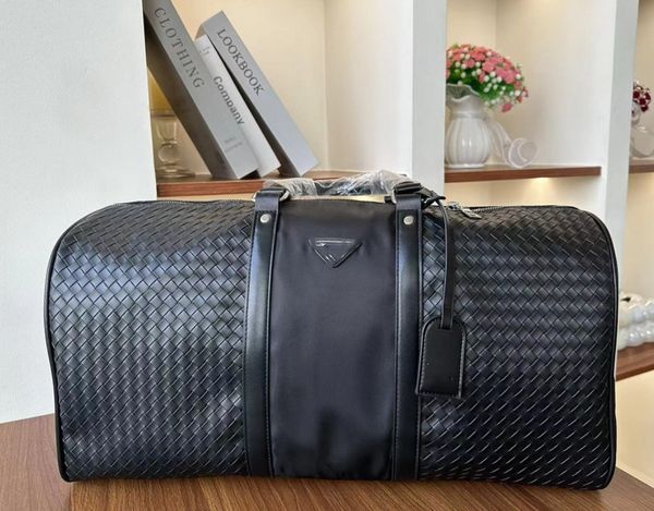 High-End-weiches Leder mit großer Kapazität gewebter Reisetasche Herren Schulter Handtasche kurze Business Trip Gepäckbeutel