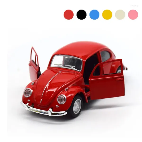 Декоративные фигурки 2024 EST прибытие Retro Vintage Beetle Diecast вытянуть модель автомобиля для детей для детей декор подарки милые миниатюры