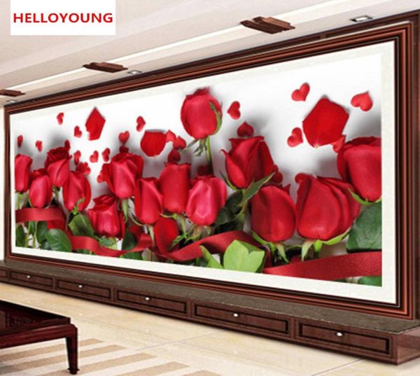 YGS762 DIY 5D Diamante Full Red Rose Pintura Diamante Cross Stitch Kits Diamond Home Decoration4982869