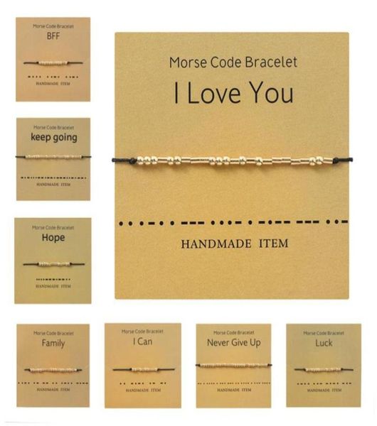 Link -Kette Morse Code Serie Offene Manschetten Armbänder Armbänder für Frauen Männer Valentiner Freundschaft Goldfarbe Verstellbares Geschenk1514253