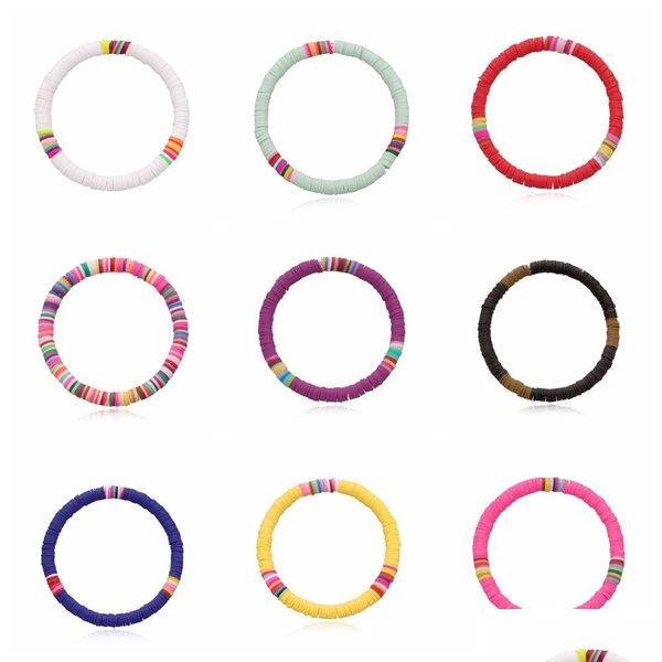 Jelly 12pcs Weicher Ton Surfer afrikanische Perlen Choker Colorf Armband Elastische handgefertigte Boho Leichtgewicht für Frauen Mädchen 6mm Sommer Beach Dhs5s