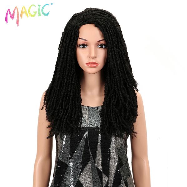 Magic 22 pollici parrucche di capelli sintetici per donne nere Treccia all'uncinetto Twumbo Dread Fucice Locs Acconciatura Long Afro Brown Hair 240506