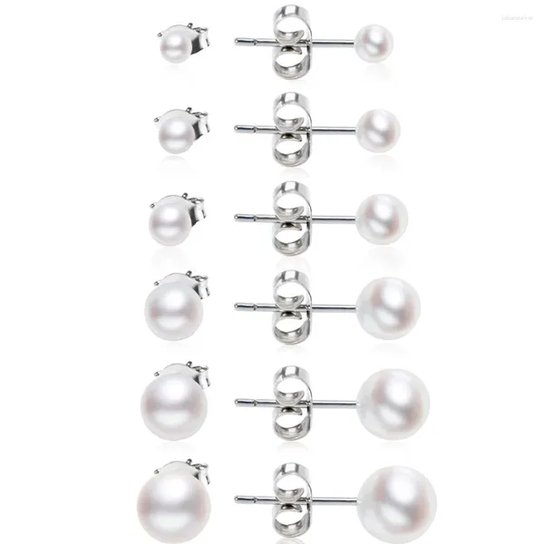 Orecchini per borchie 6 coppie acciaio ipoallergenico inossidabile piccolo set di perle a sfera piccola e grande per donne 3-8 mm