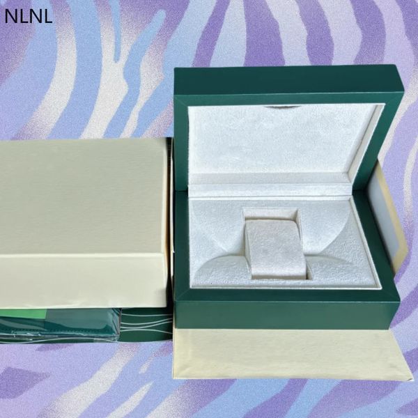 Индивидуальный полный набор без зеленой коробки для часов роскошный элегантный кожаный деревянный пакет хранения с микроволокновым дисплеем 240518