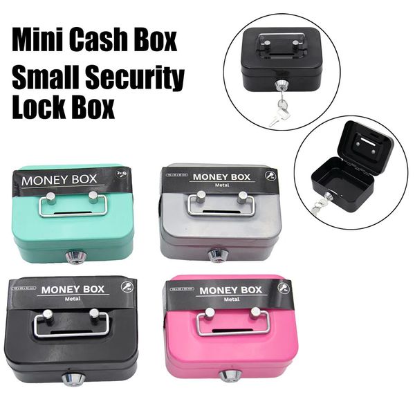 Money Safe Box Mini Cash Metal Key Bank Small Security Lock Portable Sturdy bloccabile Scatole di monete per bambini adulti 240518