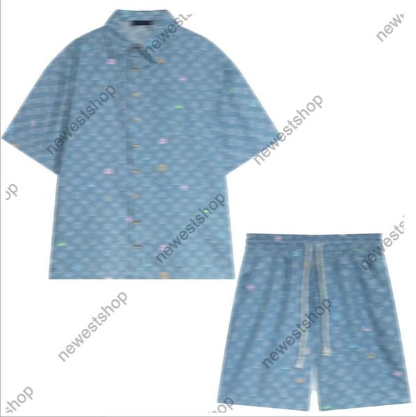 Summer Designer Mens Tracksuits Abito da camicie in jeans ricamato Set di magliette Shorts Flower Shorts Sidone Version collaborativo di lusso Sportsuit