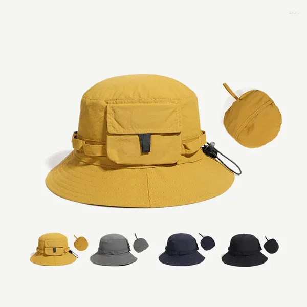 Boinas dobráveis chapéu de balde dobrável à prova d'água na moda larga larga para o golfe portátil Fisherman Travel