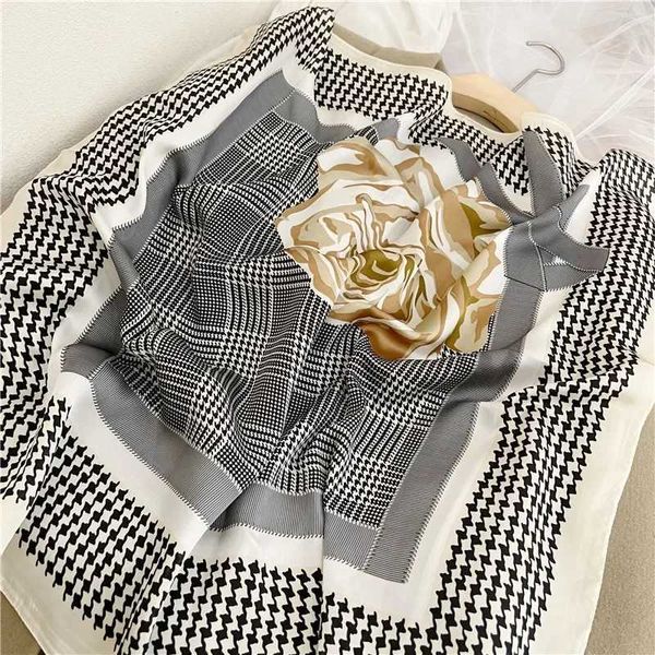 Bandanas Durag Frühling und Herbst Neue imitierte Seidenschal Frauen Hals Haar -Decoarte kleine Sqaure -Kopftuch im Freien Weiche Kerchief Hijab Girl 70cm J240516