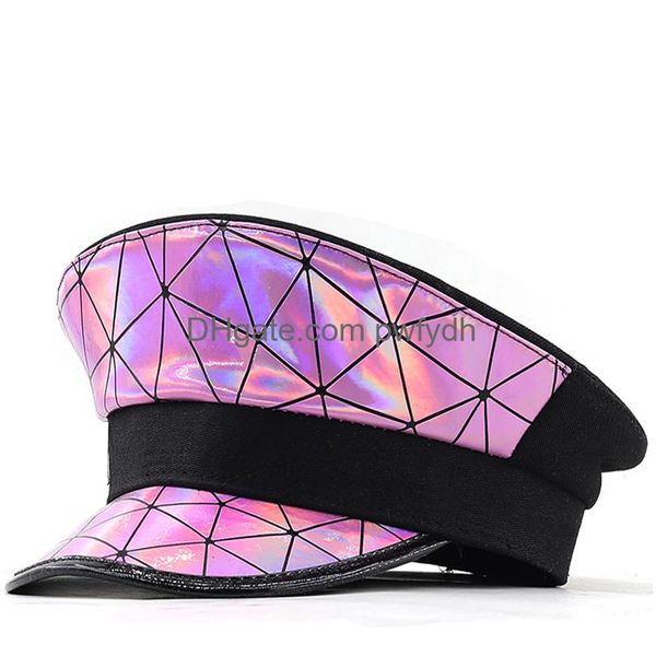 Cappelli di festa Nuove donne Cappello militare in pelle rosa Ufficiale tedesco Visor Cap Army Polizia corticale Police di Halloween Cantaggio Dlenge Delivery Ot6Cl