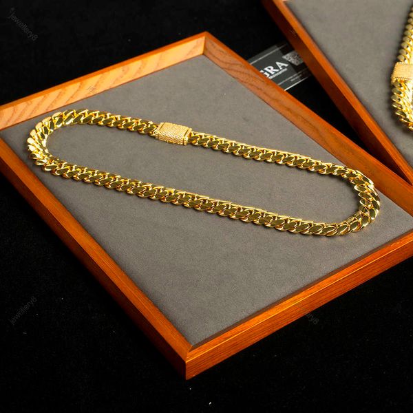 Jóias de colar jóias de jóias de link cubano colares pendentes de atacado gargantilha 18k Chain de cadeia de link cubano de ouro personalizado Miami moissanita para homens gif
