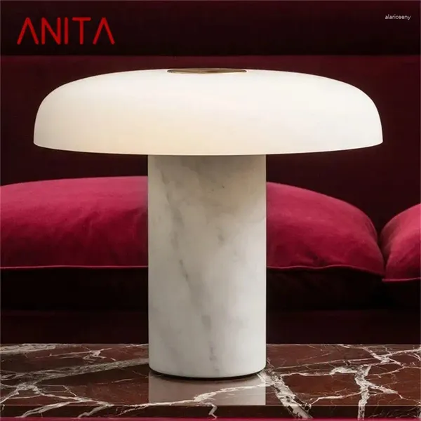 Lâmpadas de mesa Anita nórdica lâmpada simples moderna mármore de mármore led mesa leve cogumelo decorativo quarto quarto quarto