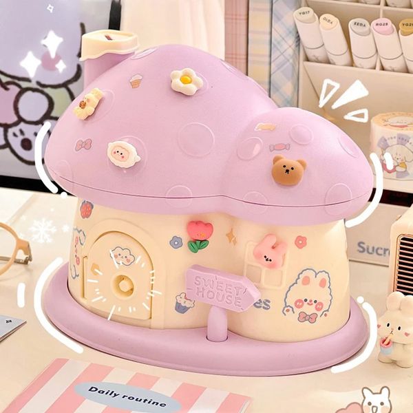 Kawaii Mushroom Piggy Bank für Kinder Erwachsene süße große Plastikbox mit Schloss Key Saving Organizer Geburtstagsgeschenk 240518