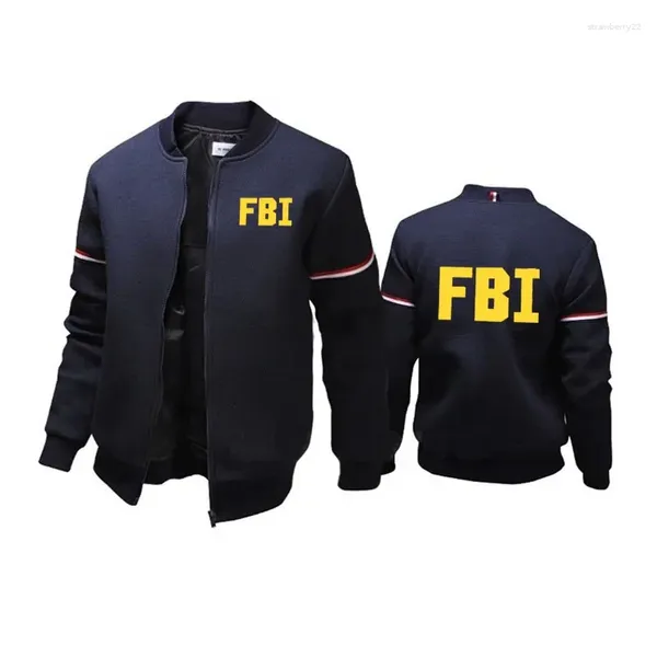 Giacche da uomo maschile stampato fbi cappotti casual giacca con cerniera autunno primavera felta di cotone in cotone top di alta qualità