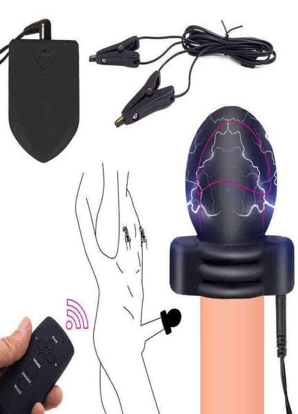 Toys com temas médicos do nxy Glans de estimulador eletro de glandes anel de pênis elétrico Torture Torture BDSM Toys Bloco de bico de choque para o clit41499905