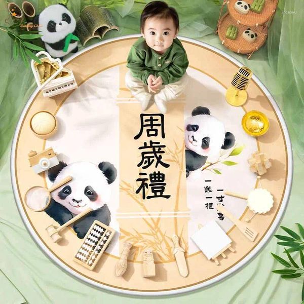 Cobertores meninos zhuazhou definiu o estilo chinês Decorações de festas de aniversário de um ano POGRATOS PANDABABY TAPET