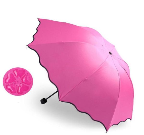 Guarda -chuvas dobráveis para mulheres protetora solar à prova de vento Magic Flower Dome Ultraviolet Prof.