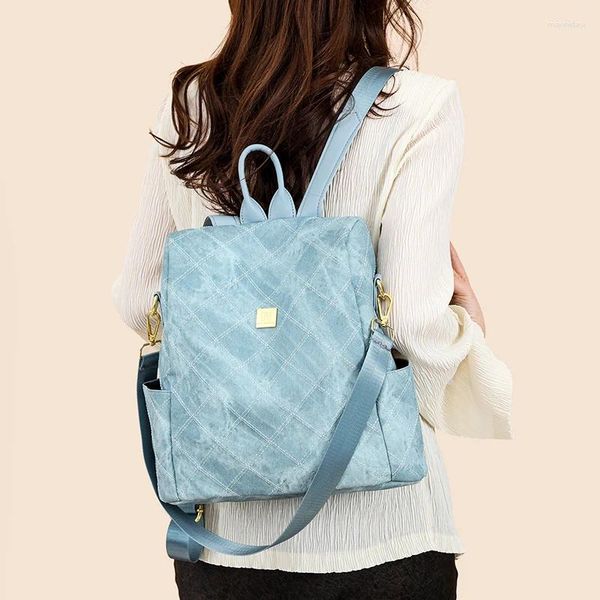 Bolsas escolares tecidos jeans mochila feminina de alta qualidade girl feminina feminina mochila estudante de moda pequena mochila anti -roubo