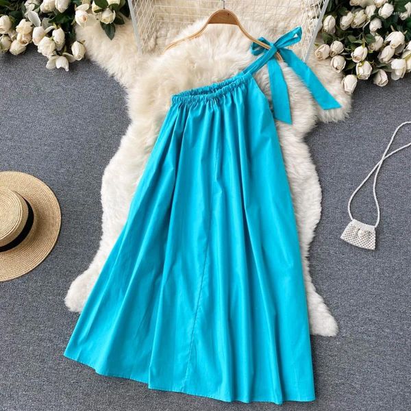 Abiti casual 2024 Verifica estiva Abito da spiaggia Abito da spiaggia Super Fairy Temperament Cinghia Sexy Skirt Scala Sexy Seaside Holiday